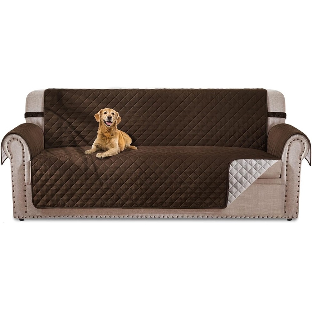 Chocolate Brown and Beige Reversible Sofa Cover, X-Large (fits 78” sofa) - Picture 2 of 7